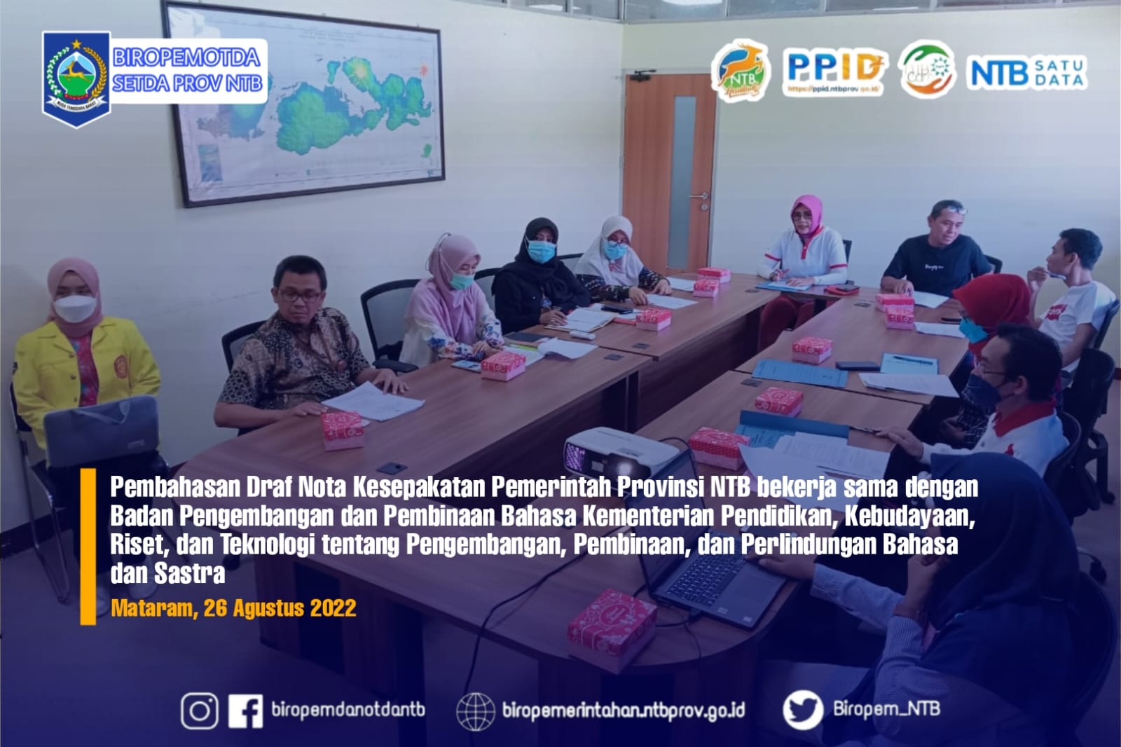 Pembahasan Draf Nota Kesepakatan Pemerintah Provinsi NTB bekerja sama dengan Badan Pengembangan dan Pembinaan Bahasa Kementerian Pendidikan, Kebudayaan, Riset, dan Teknologi tentang Pengembangan, Pembinaan, dan Perlindungan Bahasa dan Sastra